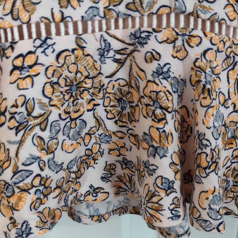 Free People Blue Cream Ruched Ruffled Mini Dress - Picture 3 of 4